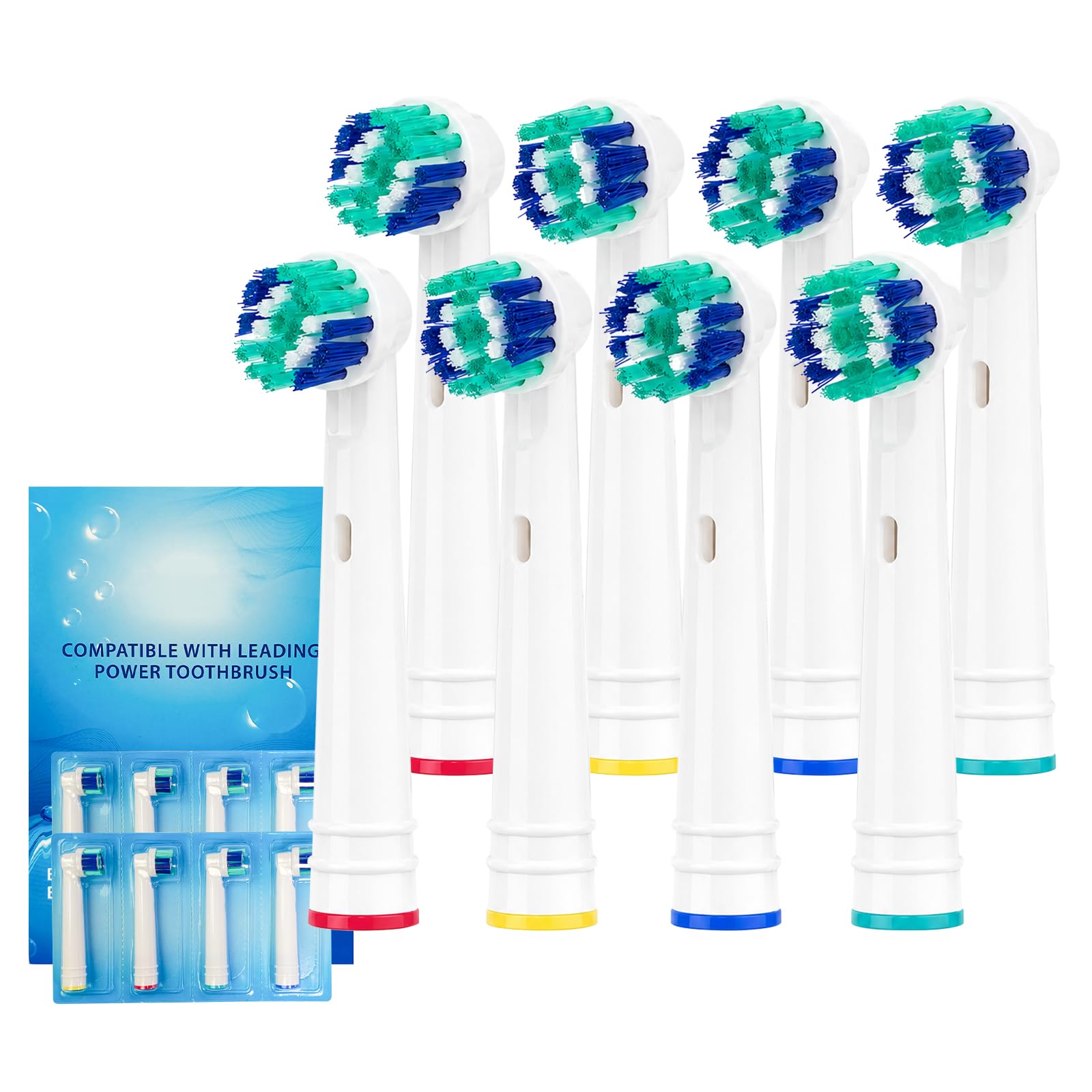 8PCS Round Electric Toothbrush Head, Oral-B Round Replacement Electric Toothbrush Heads, Suitable for Most Braun Oral-B Electric Toothbrushes, Effective Deep Oral Cleaning and Plaque Removal(White)