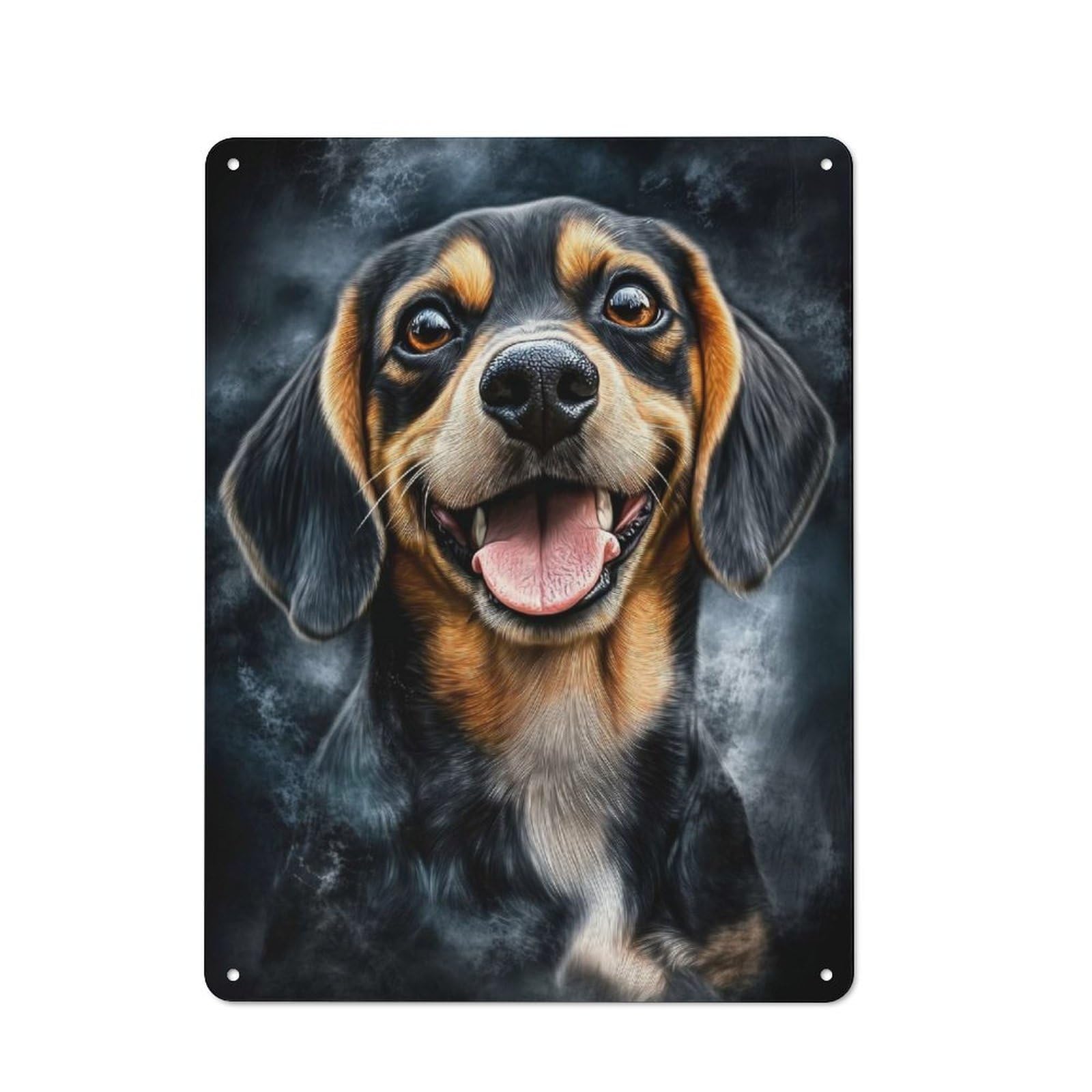 Junmoney Happy Beagle Portrait Vintage Tin Sign 40X30cm With For Kitchen Or Home Bar, For Retro Home Interiors, For Cafés, Pubs And Restaurants