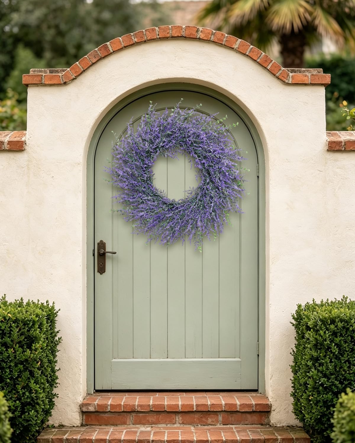 Ghirlanda per porta, 50 cm, ghirlanda di lavanda artificiale per porta d'ingresso, ghirlande primaverili ed estive, per tutte le stagioni, ghirlanda viola per matrimoni, San Valentino, feste in