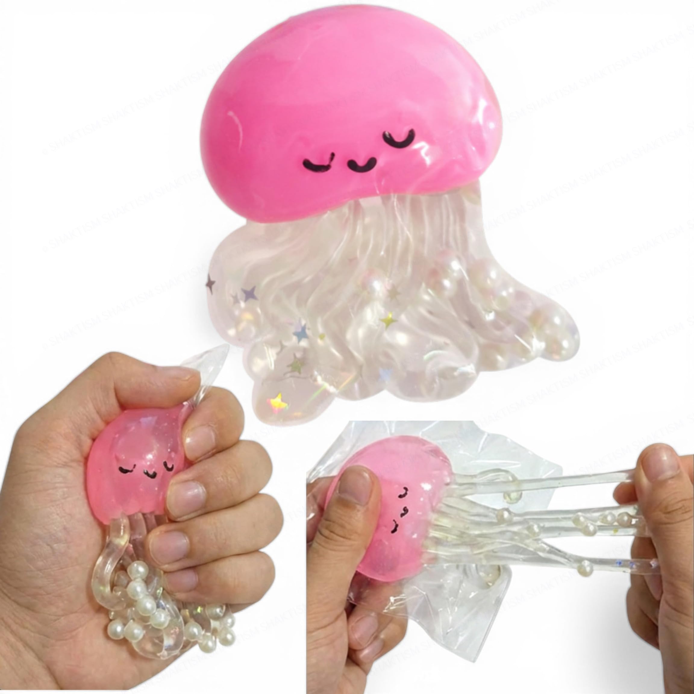 Squishy Squeeze Toys for Kids and Adults, Stress Relief Soft PVC Fidget Toys, Cute Slow Rising Sensory Squishies for Anxiety, Party Favours and Gifts - Pack of 2Pc (Jelly Fish)