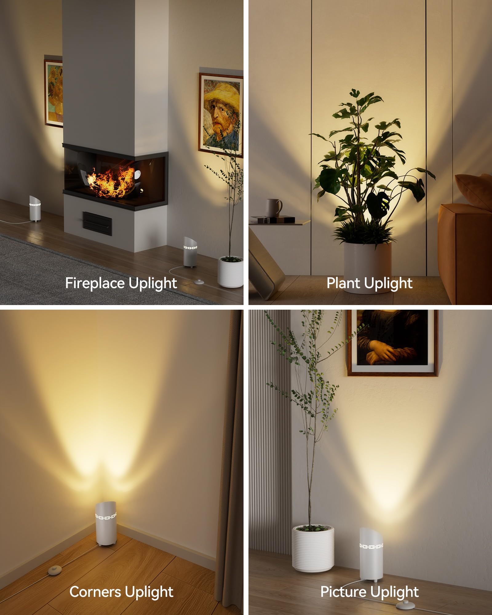 T-SUN LED Sol Spot, 6W Lampe de Sol pour Intérieur avec Ampoule GU10 LED, Interrupteur Pied & Câble de 1,8 m, Lumière Chaude/Froide Lampadaire Dimmable pour Plantes, Coin, Chambre(2 Pcs, Blanc)