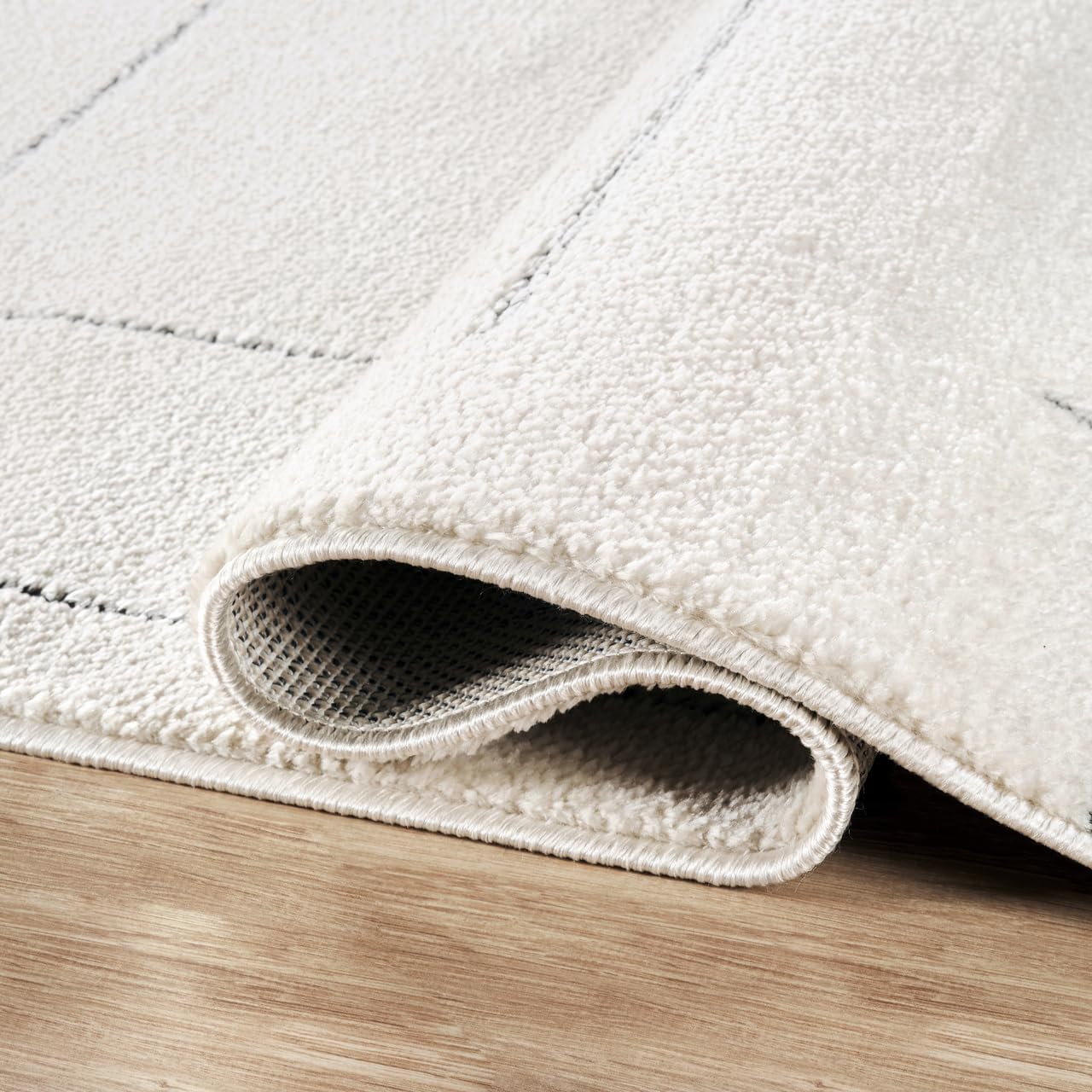 Abani Cream Area Rug – 8' x 10' – Oliver Collection – Striped Pattern – Non-Shedding, Easy to Clean – Durable for Living Room, Bedroom, or Office, Pet & Child Friendly