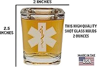 Vista 3 de Rogue River Tactical Square EMT Star of Life Shot Glass Gift For EMS Paramedic Gift