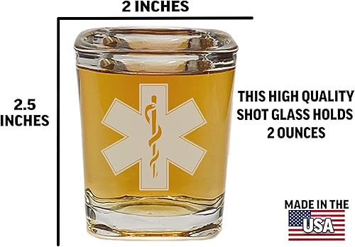 Miniatura 3 de Rogue River Tactical Regalo cuadrado del vidrio del tiro de la estrella de la vida del logotipo de EMT para el regalo paramédico del ccsme de la