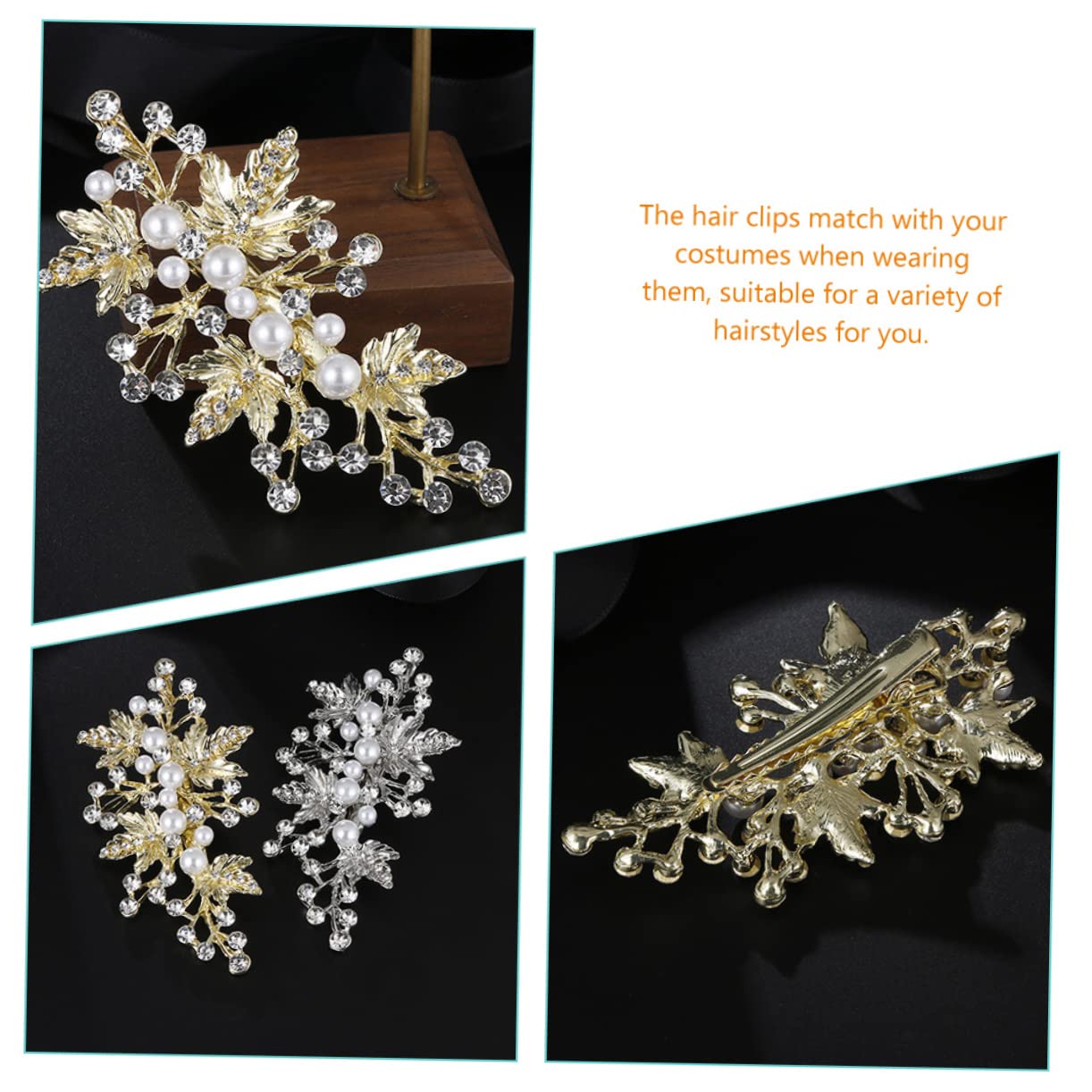 Ipetboom 10piezas Horquillas De Perlas Diseño Para Novias Accesorios De Cabello Brillantes Rhinestones Clips Para Boda y Eventos Especiales