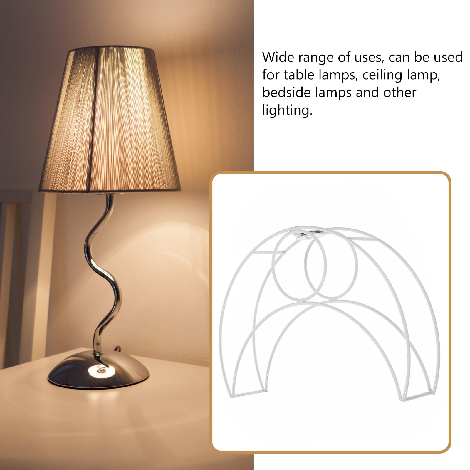 Holibanna Moon Shaped Lamp Stand DIY Vintage Metal Lamp Frame Holder for Table and Pendant Lights with Crystal Design 2Pcs - Image 3