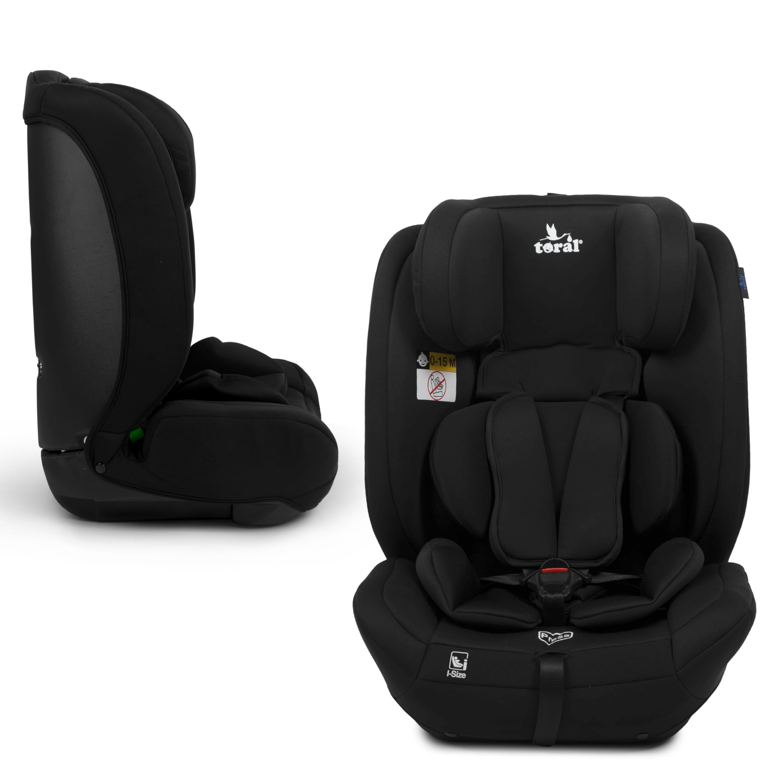 Toral Alzador Coche Niño - Silla Coche Grupo 1 2 3 i-Size - Desde 76-150 cm - Silla Coche Bebe - Elevador coche niño y niña - Silla bebe coche Modelo Silverstone Negro