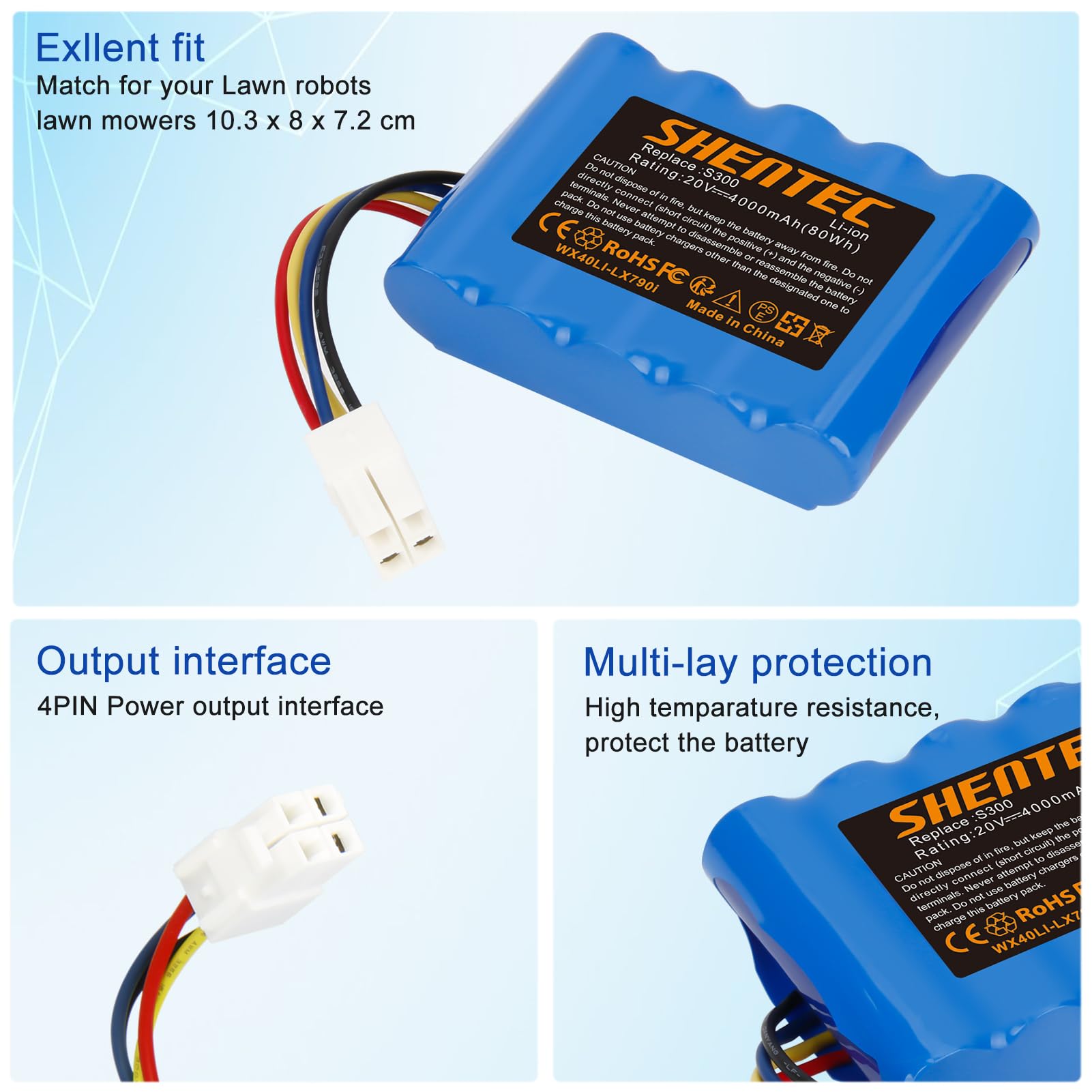 20V Batteria di ricambio per Worx Landxcape LX790i/LX790/LX792/LX795/LX796/LX797/LX991 & Ferrex 800 m² 2021 | Batteria di ricambio per Automower LA0001/LA0002/WA3230/WA3231