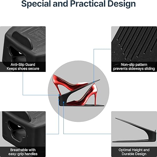 Miniatura 5 de Organizador de ranura para zapatos de una sola pieza, paquete de 10 apiladores que ahorran espacio para armario, entrada y zapatero  No necesita