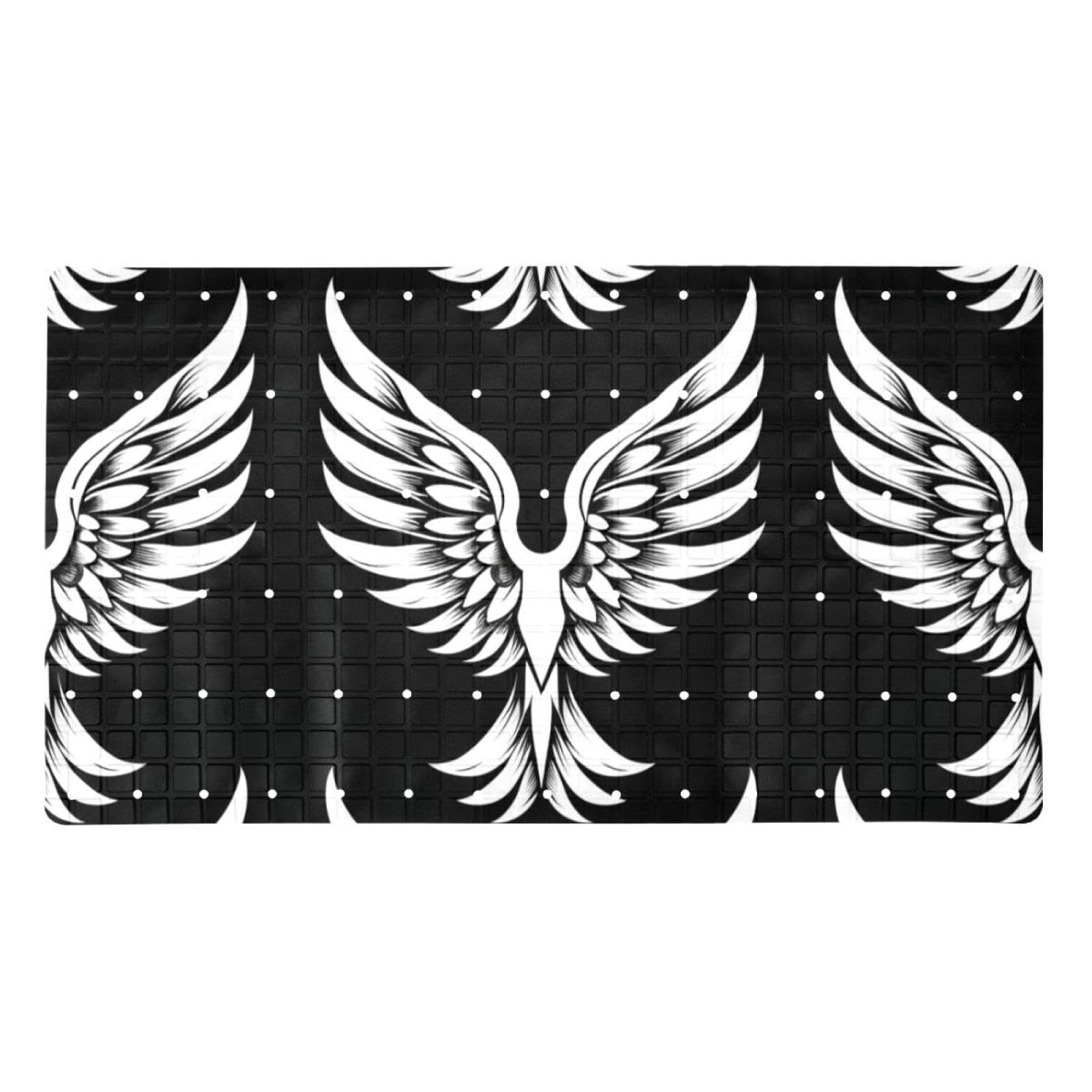 Alfombrilla antideslizante para bañera Dark Angel Wings de PVC extralarga y duradera