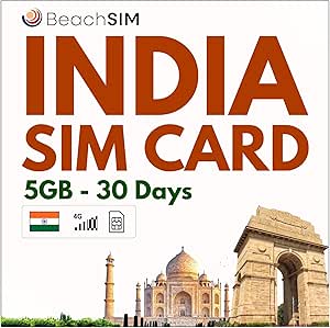 BeachSIM Indien SIM Karte für 30 Tage. 5 GB mit 4G/5G-Netz. Einfaches ...