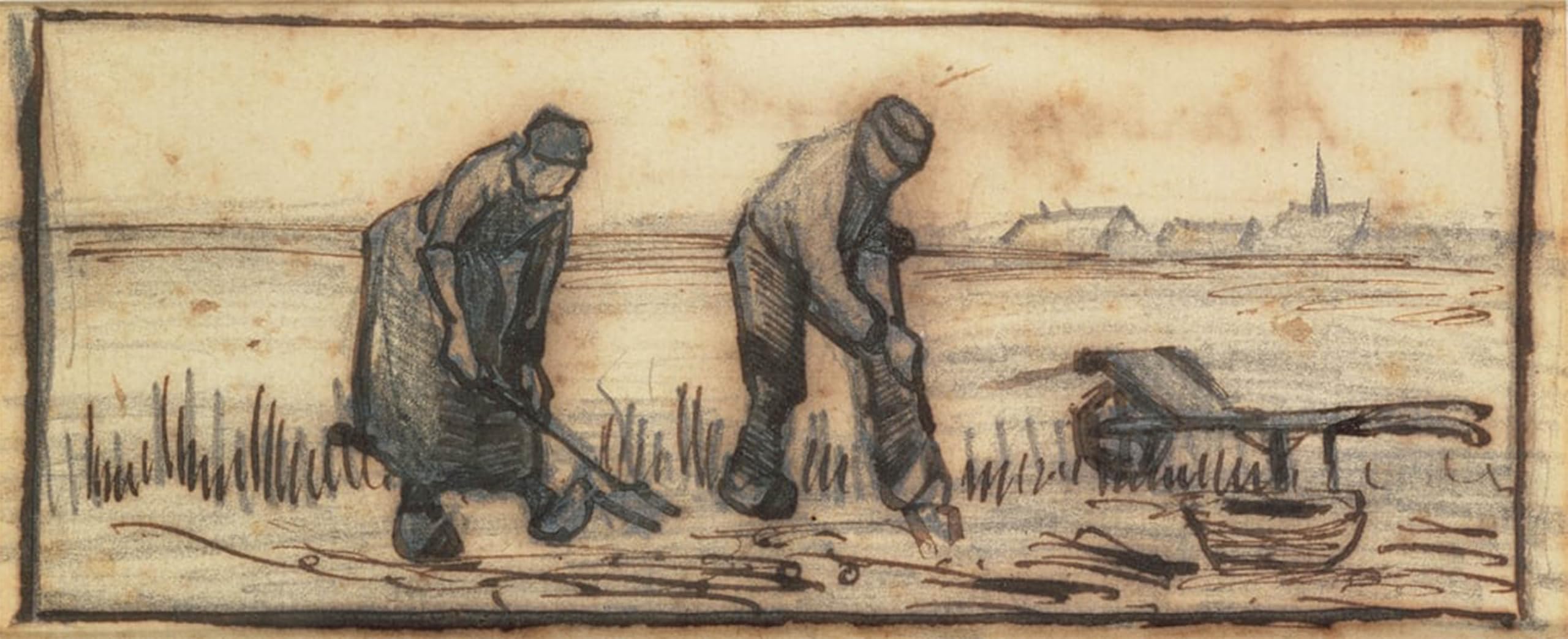 ARTXLXXBN Famous Art Print Poster Vintage Wall Art the Potato Harvest From a Series of Four Drawings Representing S Canvas Art Poster for Home Decor 60x90cm