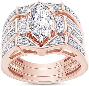 Amazon.com: SAVEARTH DIAMONDS Marquise & Round Cut Lab Created ...