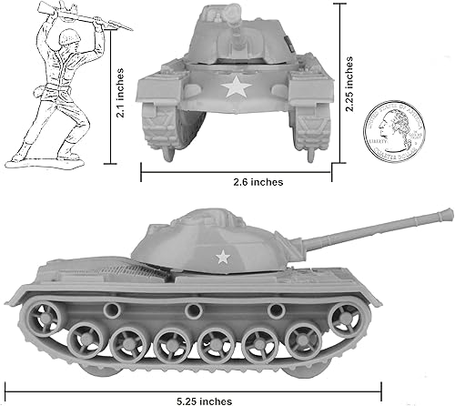 Miniatura 27 de TimMee - Tanques de juguete para hombres de plástico del ejército - Negro WW2 3pc - Hecho en Estados Unidos Negro,Bronceado del desi,Gris,Verde