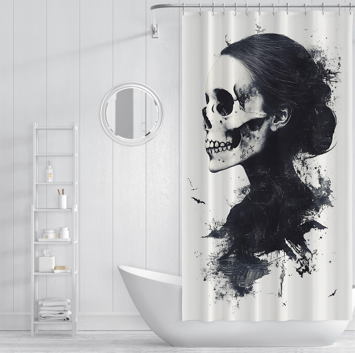 Tende Doccia Donna Gotica Nero Bianco Day of The Dead 200x200cm
