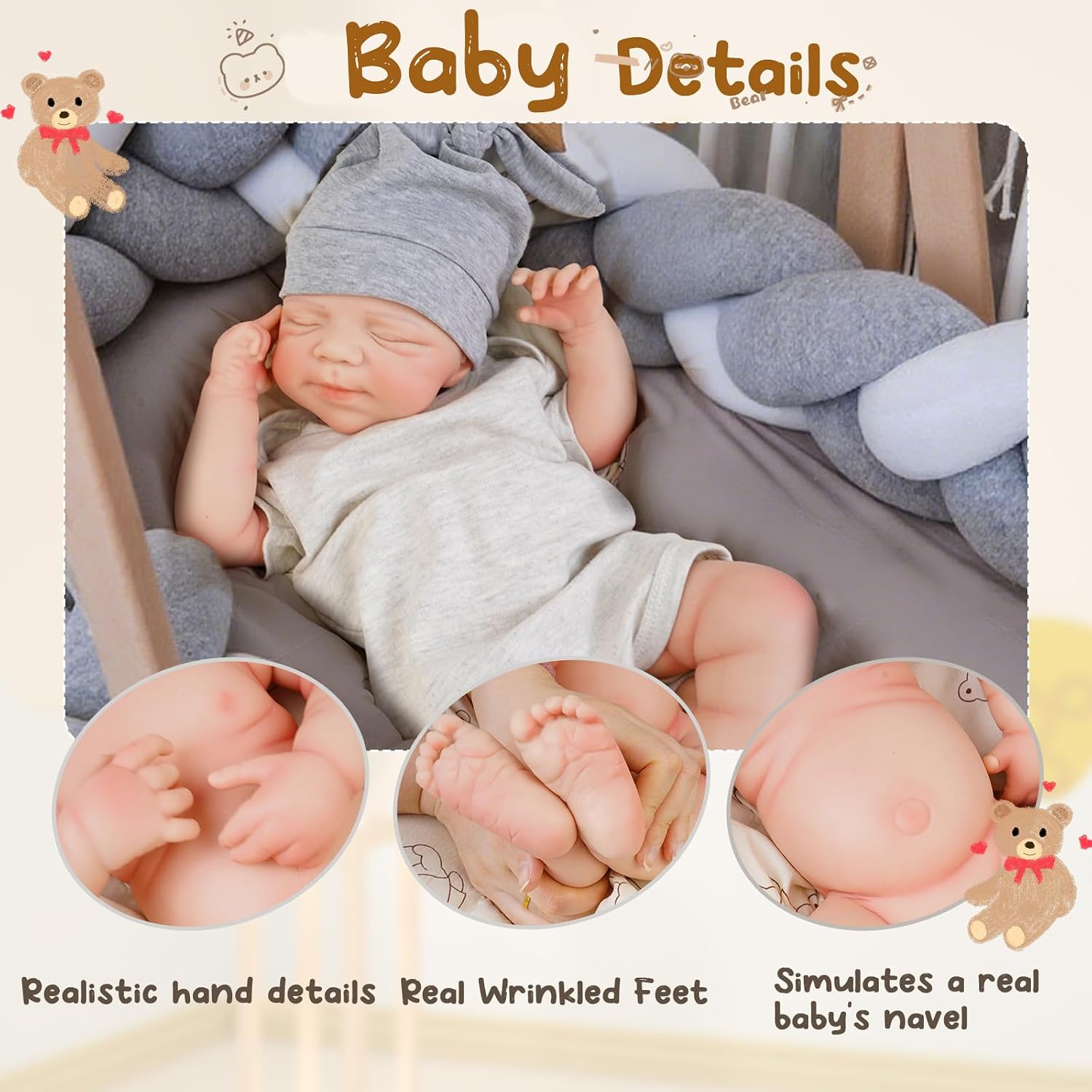 Full Silicone Reborn Baby Dolls-20 Inch Realistic Newborn Anatomically Correct Boy with Realistic Blood Vessels and Skin，Silicone Full Body Lifelike Baby,Great Gift for Children,with Gift Box