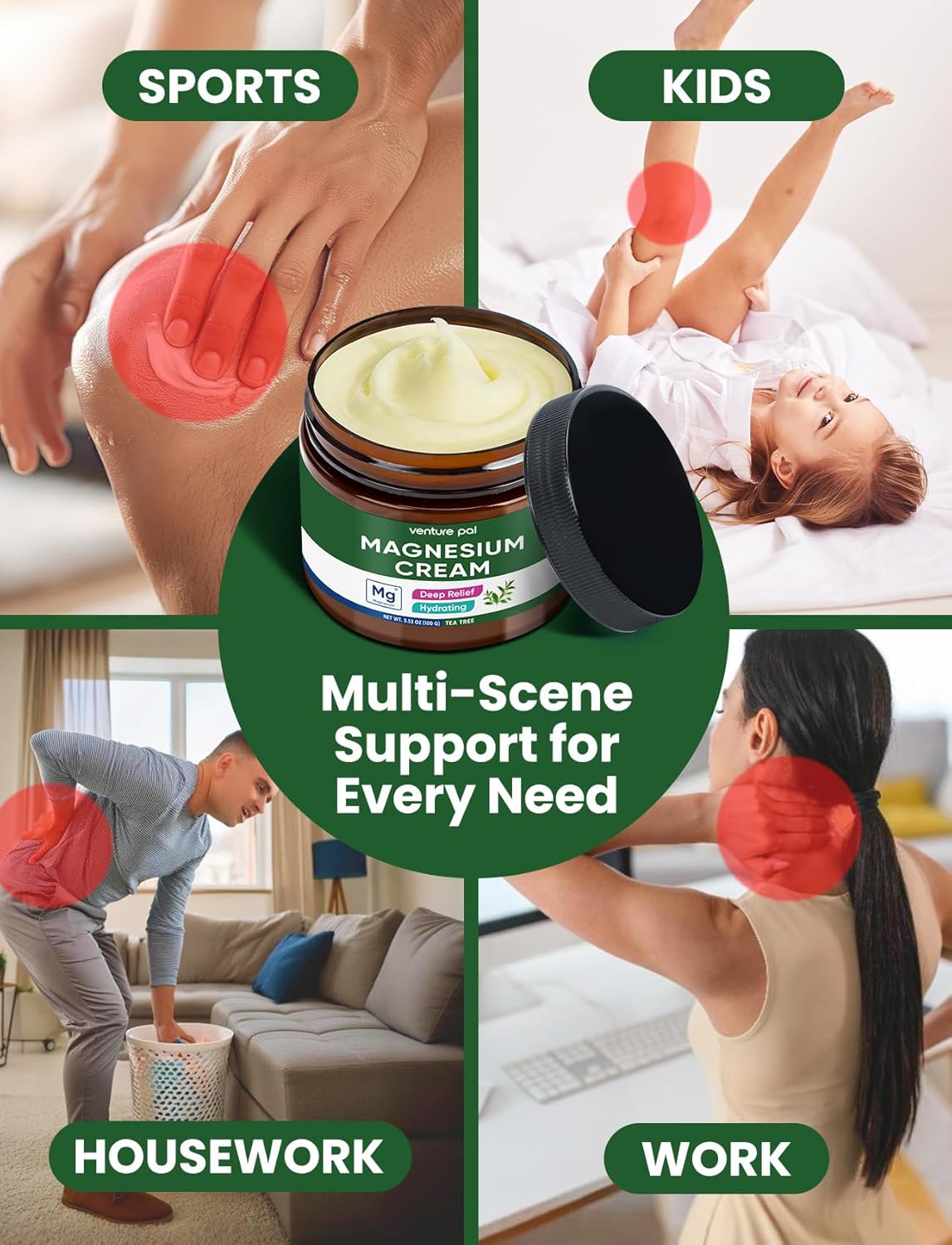 Venture Pal Magnesium Lotion, Topical Magnesium Cream, Leg & Muscle Relaxation with Coconut Oil, Shea Butter & Hyaluronic Acid, Safe for Kids - Image 4