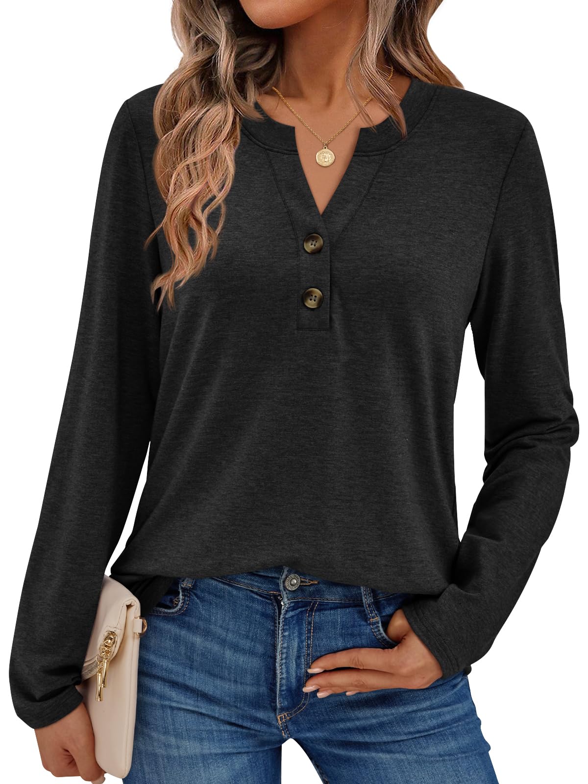 AUTOMET Women's Long Sleeve Shirts 2026 Fall Outfits Dressy Casual Tops OEKO-TEX STANDARD 100