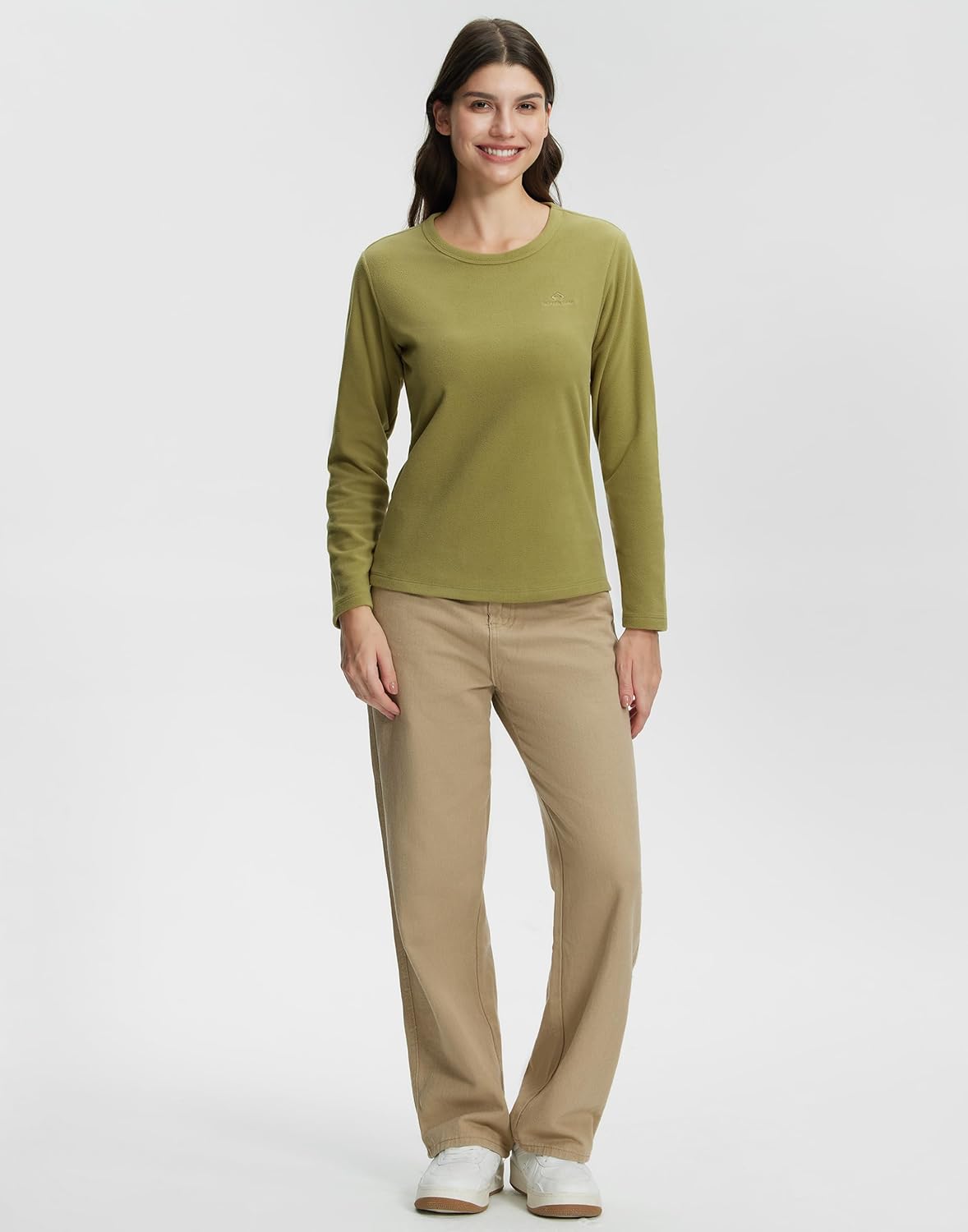 Pioneer Camp Women's Fleece Shirts Long Sleeve Base Layer Running Shirt, Thermal Top Crew Neck Base Layer for Winter - Image 3