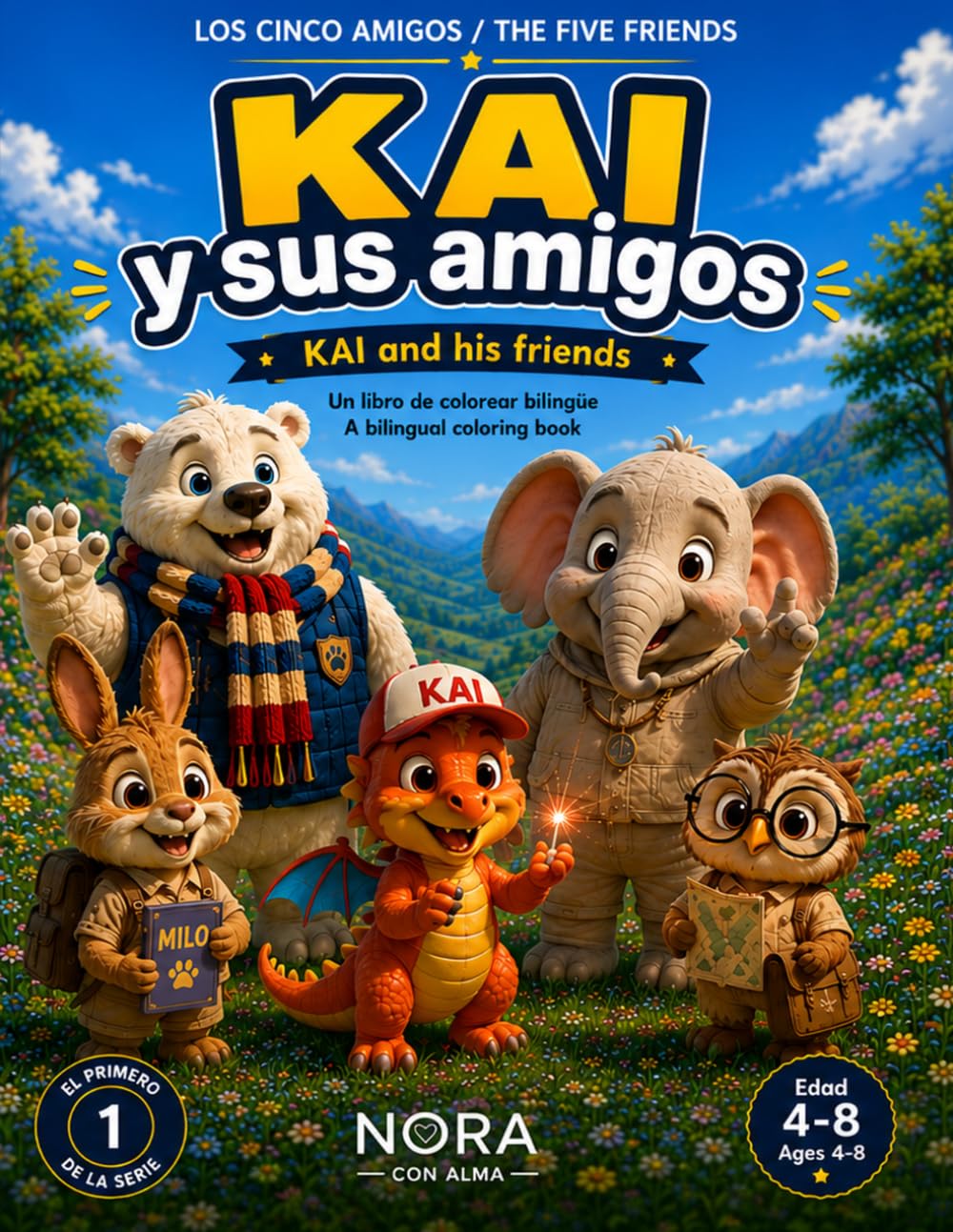 Los Cinco Amigos: KAI y sus amigos | Libro de colorear bilingüe para niños