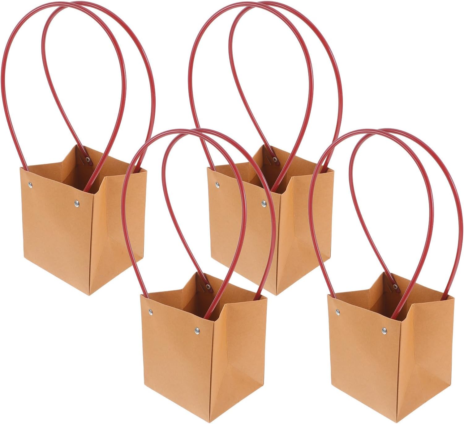 SWOOMEY 4pcs Kraft Paper Flower Bouquet Tote Boxes for Succulent Plants