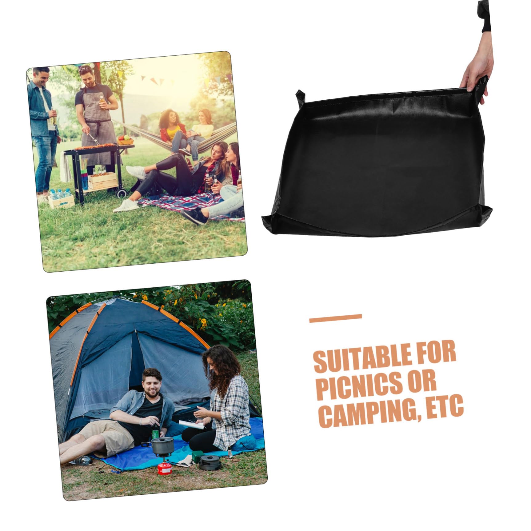 Tapete Ignífugo de Silicona para Barbacoa Exterior 71x71 Cm | Negro, Doble Cara, para Césped y Terraza, Portátil, Fácil de Plegar y Limpiar