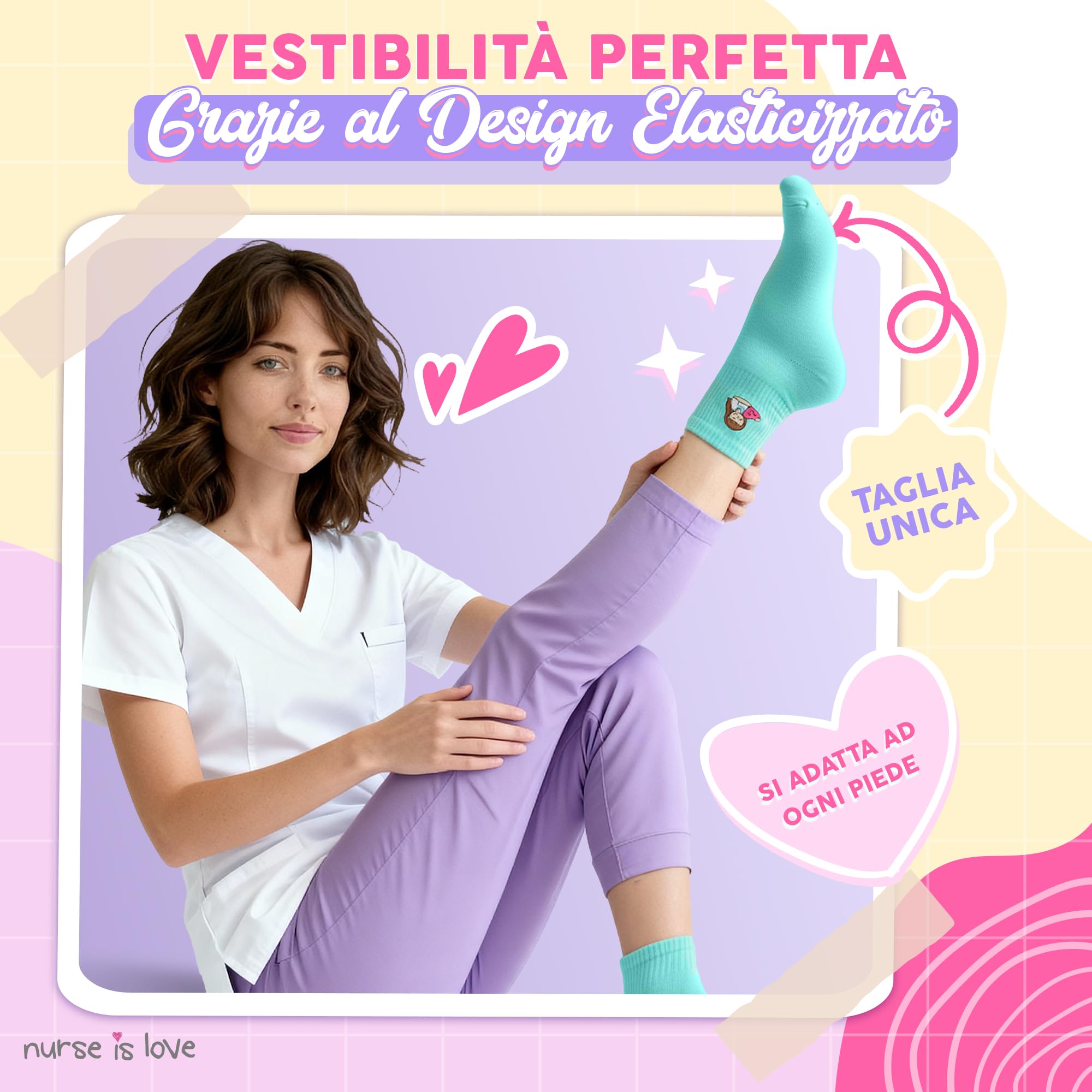 Nurse is Love Set da 3 pezzi. Calzini da donna divertenti per infermiere ideali per TCAE, medici, Vet | Regali originali | Accessori infermieristici - NEUTRAL