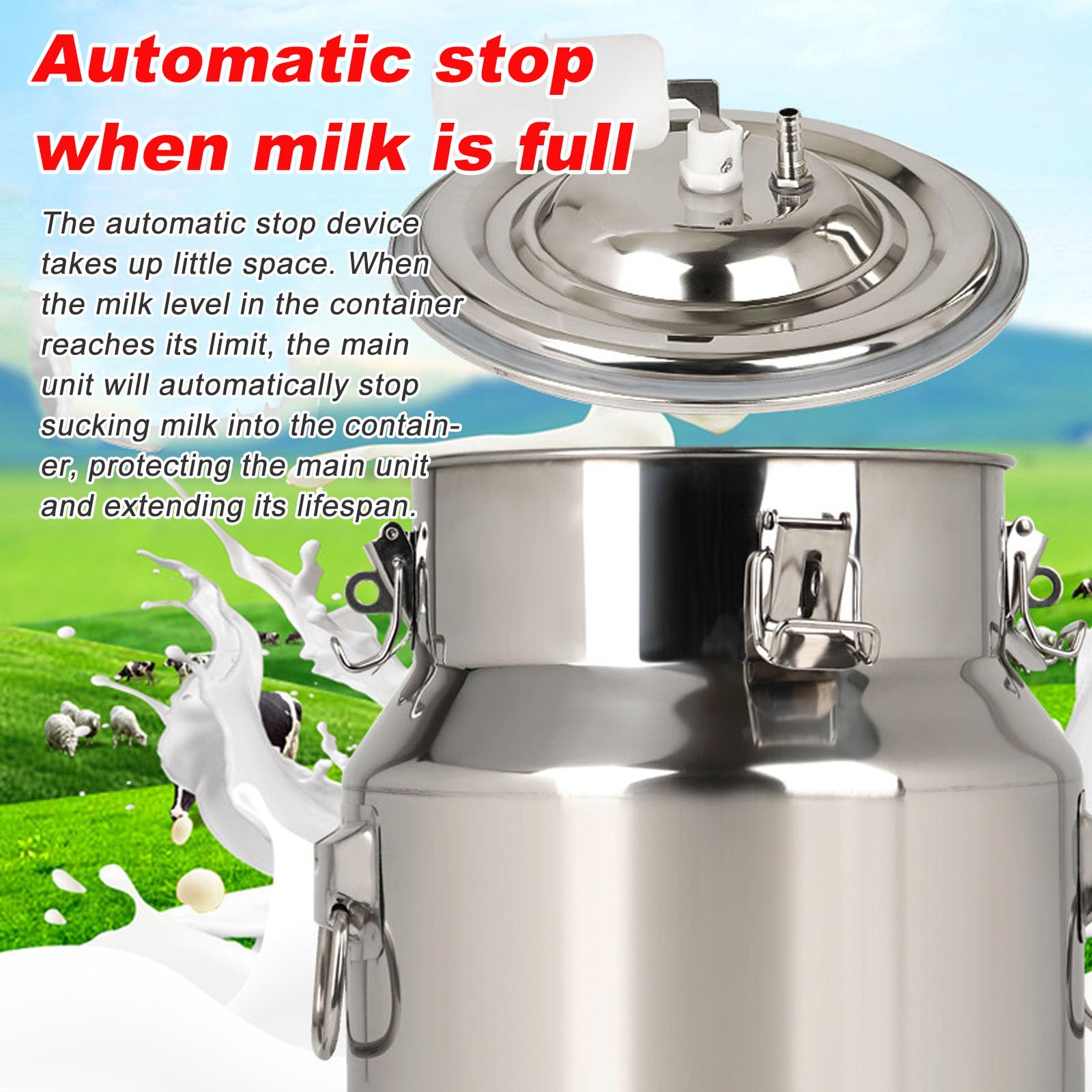 Machine À Traire Électrique Avec Technologie De Pulsation - Capacités 3L-14L Et Arrêt Automatique | Réservoir En Acier Inoxydable Pour Vaches Et Chèvres | Usage Domestique Et Agricole , 10L, goat