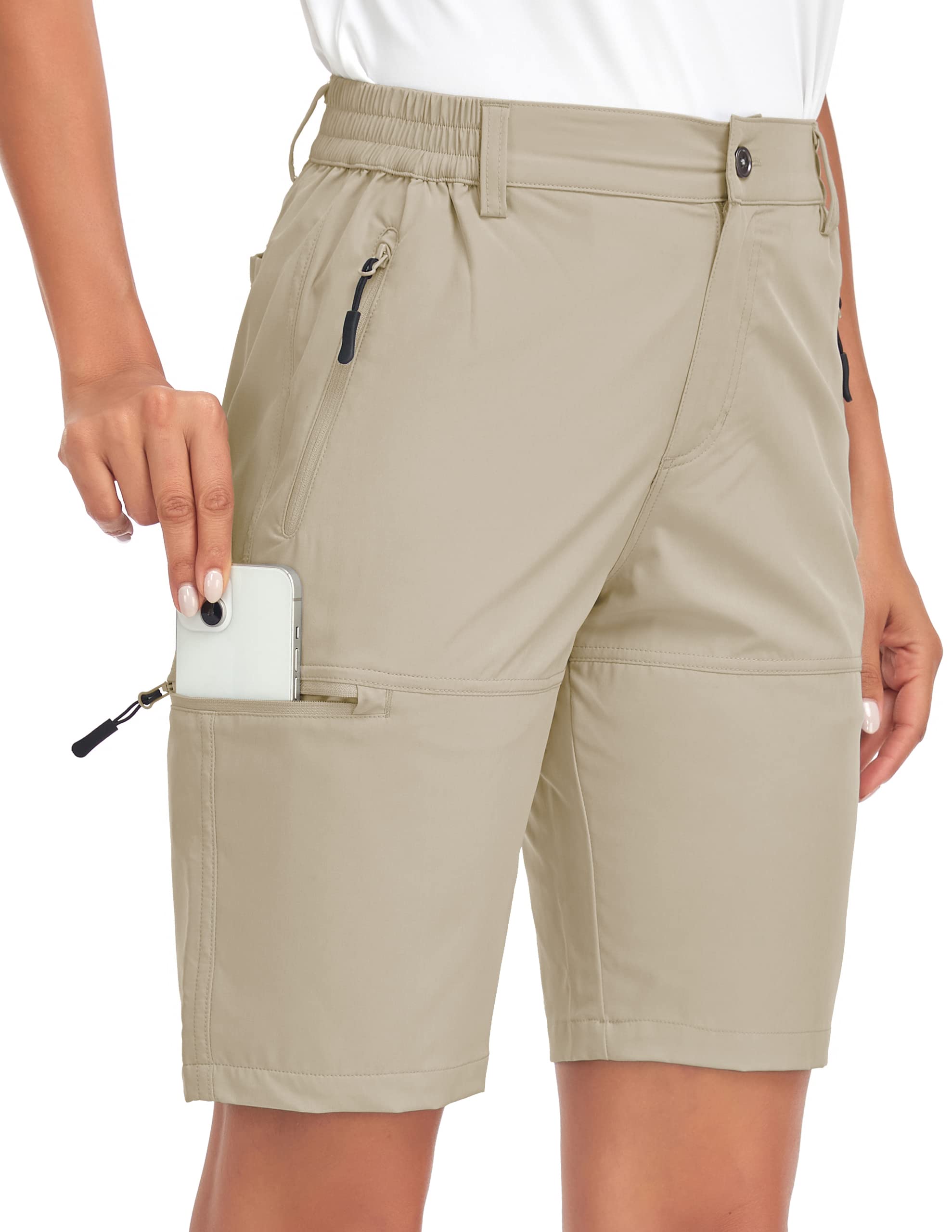 Nomolen Wanderhose Damen Kurz Sommer Cargo Shorts Leichte Atmungsaktiv Schnelltrocknend Arbeitshose Outdoor Sport Golf Running mit Taschen