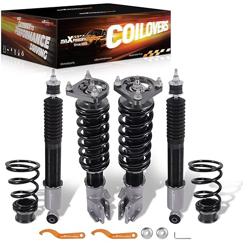 maXpeedingrods Coilovers for Ford Mustang 1994-2004, 24 Levels Damper Adjustable Coilovers Suspension Kit, Height Adjustable Lowering Kit