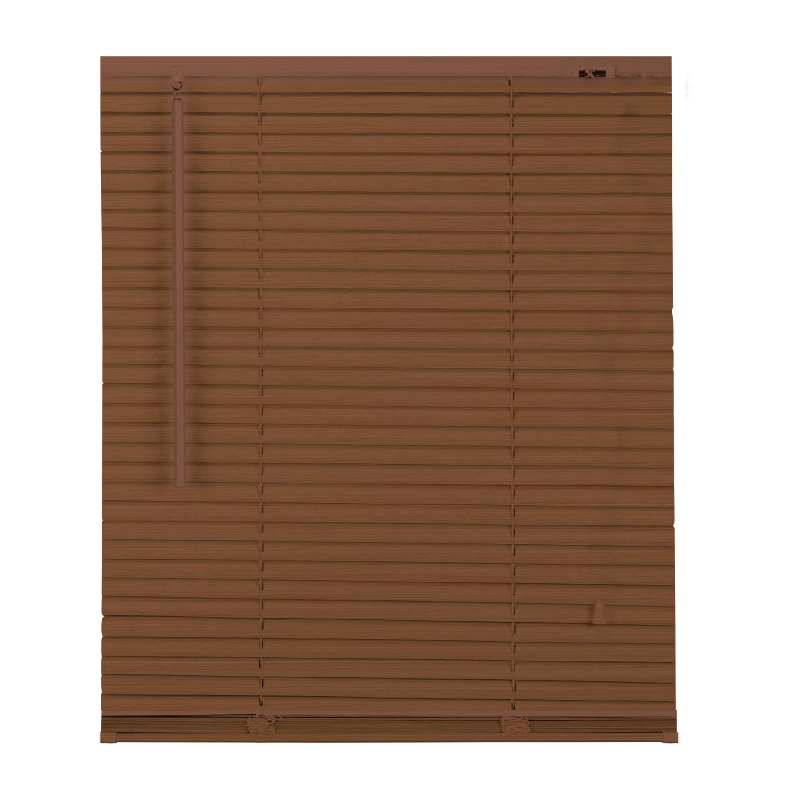 APEX FURNISHINGS Made to Measure PVC Venetian Blinds - 25mm Slats Easy Fit Window Blinds Child Safe Fittings Windows Shutters for Home Office (Walnut Wood Grain Effect 75W x 150L cm)