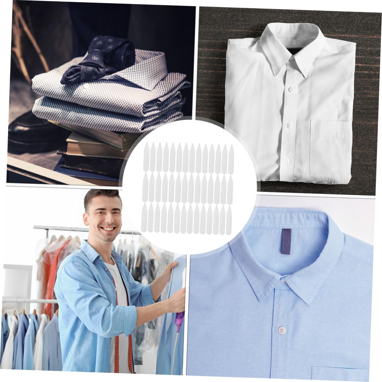 200pcs PET Collar Stays for Men's Shirts High-Temperature Resistant Collar Holders Essential Formal Wear Accessories