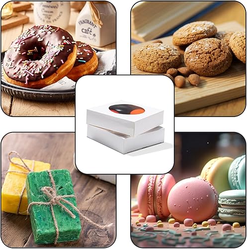 Miniatura 3 de Bssay 60 cajas pequeñas de embalaje de jabón de 4.3 x 4.3 x 1.2 pulgadas, cajas de papel cuadradas blancas con ventana redonda transparente para