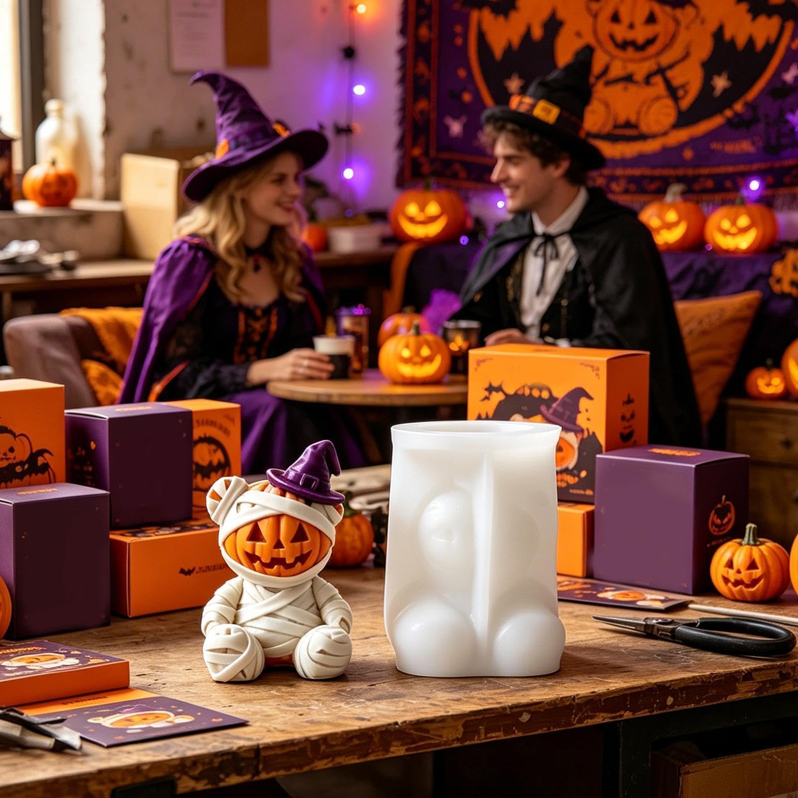 Stampi in silicone per Halloween, facili da rimuovere, a forma di zucca 3D, antiaderenti, ideali per candele, saponi, resina, prodotti da forno, strumento flessibile per la casa e la panetteria