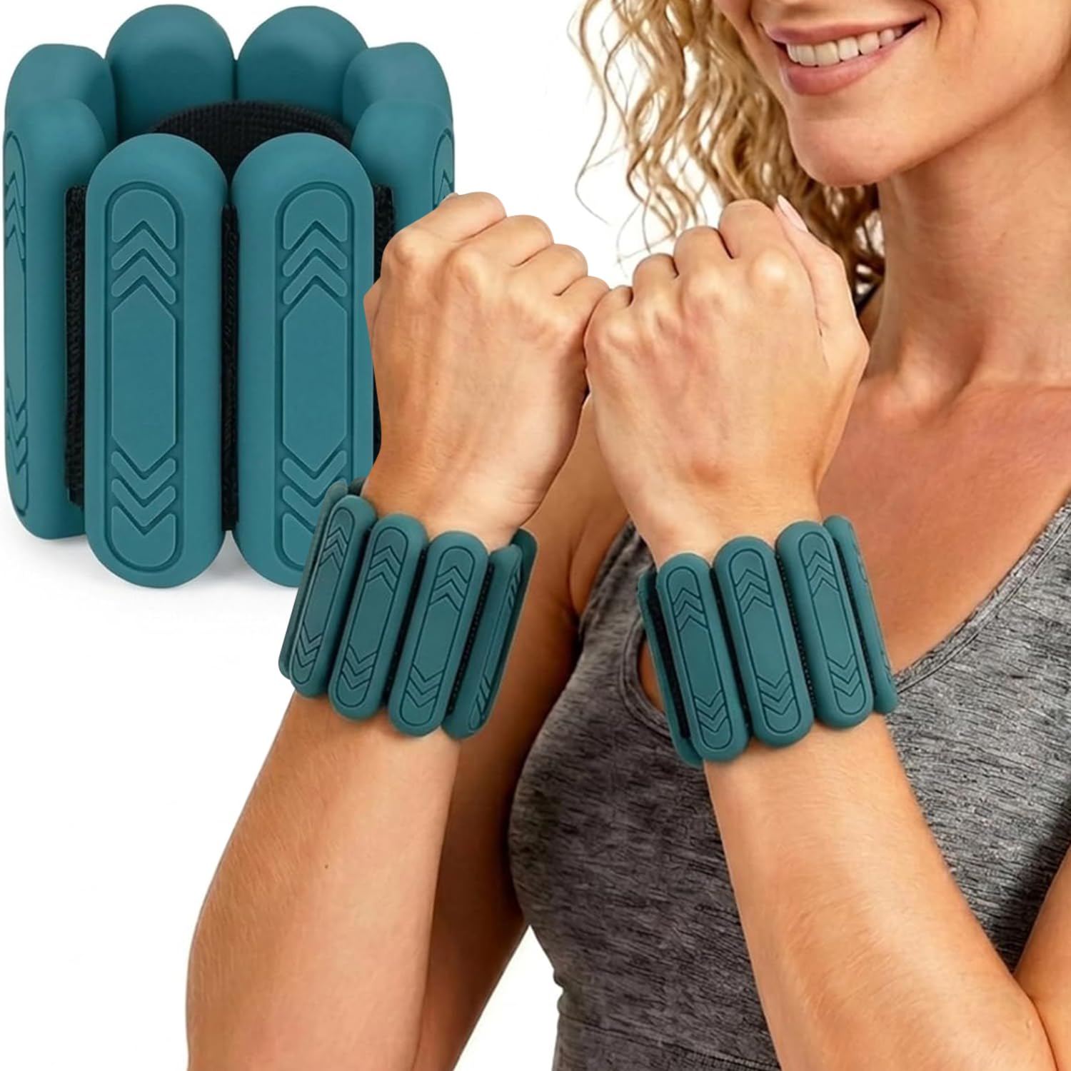 Set di 2 pesi per caviglia (0,5 kg/0,9 kg ciascuno), pesi regolabili per polsi e caviglie per donne e uomini, braccialetti in silicone per allenamento della forza, per nuoto, corsa, pilates