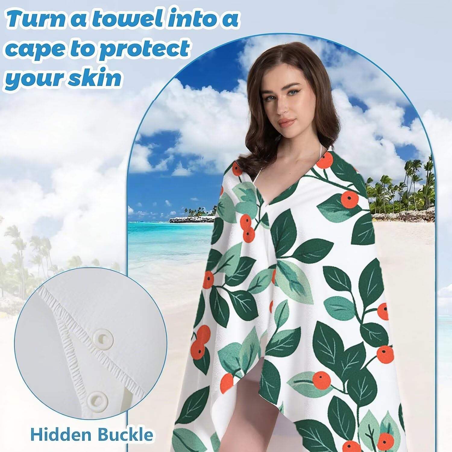 Toalla Playa Microfibra 150x200 Hoja Diseño Super Absorbente Sin Arena Toalla Playa, con Cuerda Elástica, Ligero, Hombre, Mujer Ideal Toallas de Baño, Aplicable Gimnasio,Viajes, Natación, Verde p-352
