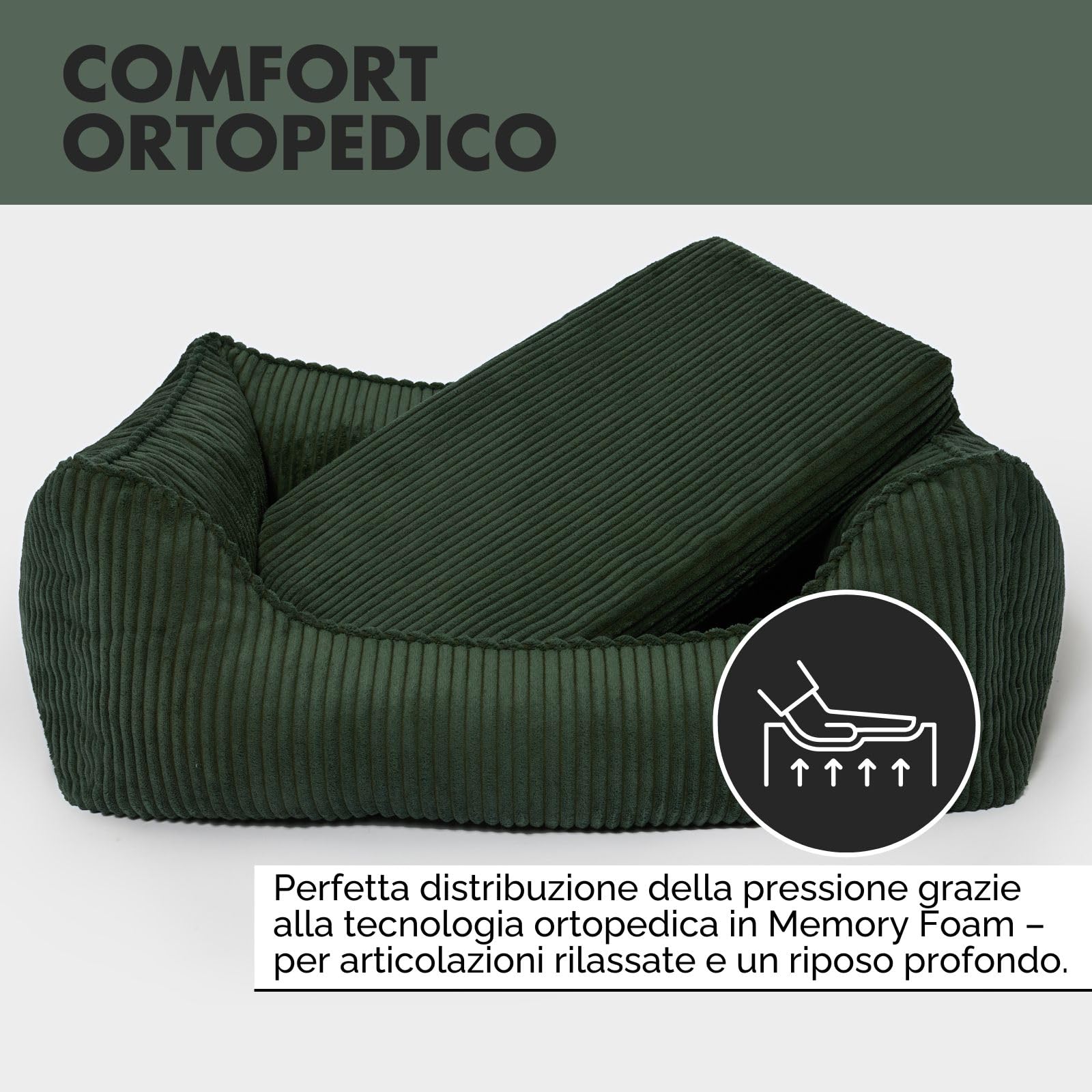 Anton Cama ortopédica para perros, cesta para perros pequeños, medianos y grandes (oliva, 100 x 70 cm)