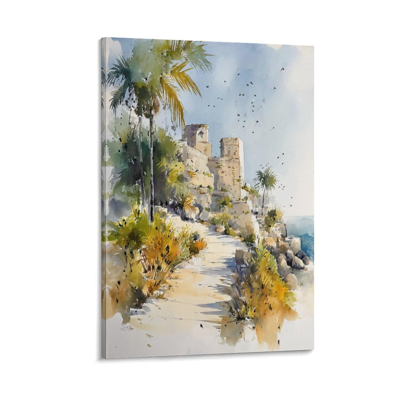 Tulum Beach 24x36inch(60x90cm) Vintage Travel Poster Watercolor Canvas Art
