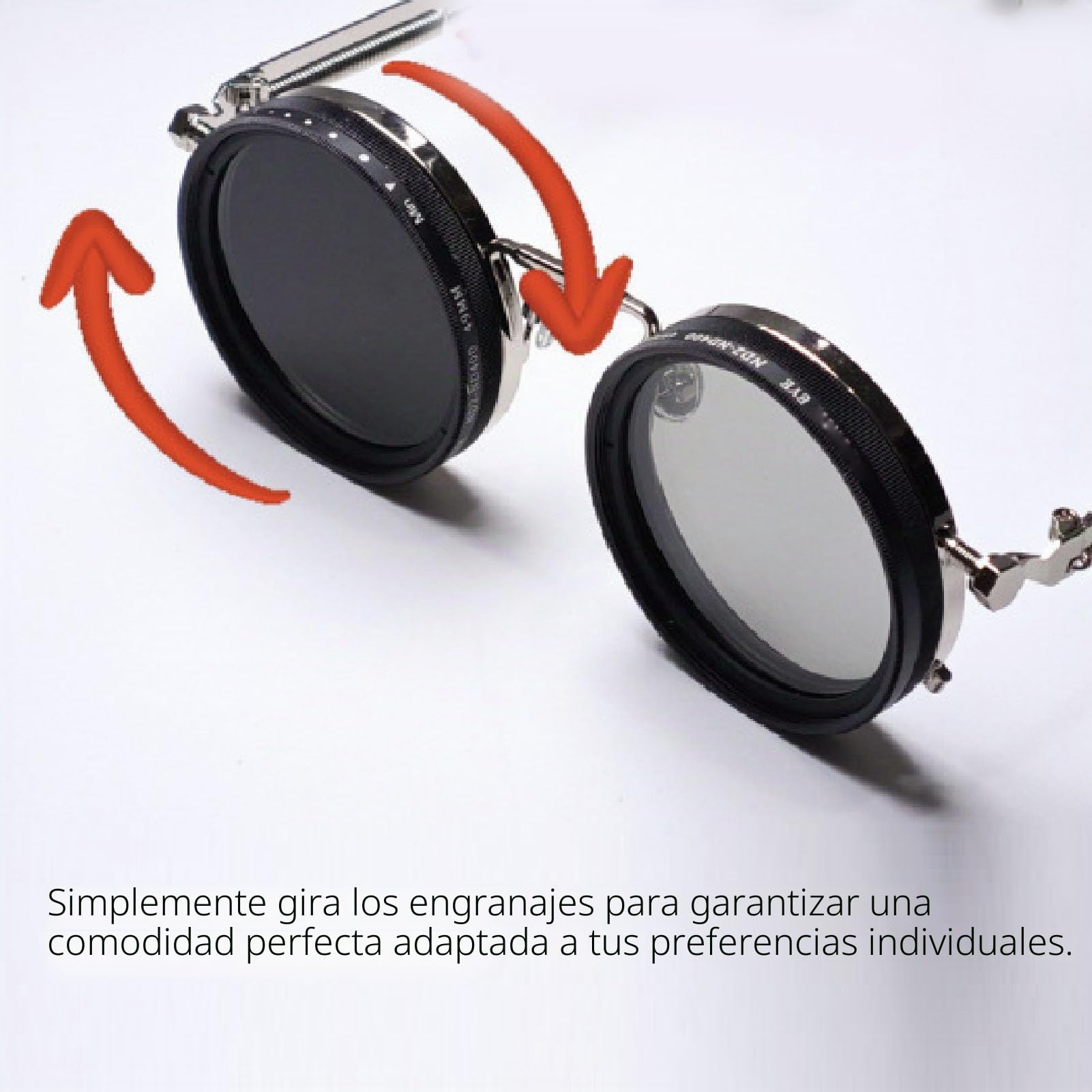1-9 Gafas de Sol de Filtro ND Ajustable | Lente Redonda Polarizada | Bloqueo de Luz y Protección UV | para Deportes/conducción/fotografía | con Estuche de Almacenamiento