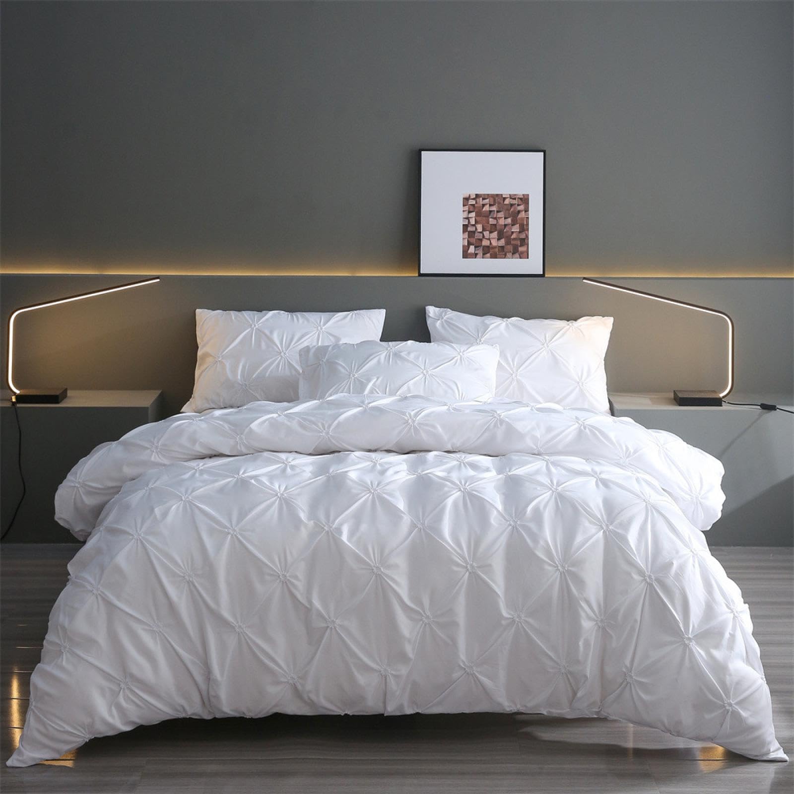 Parure de lit confortable et douce motif floral drap housse de couette uni