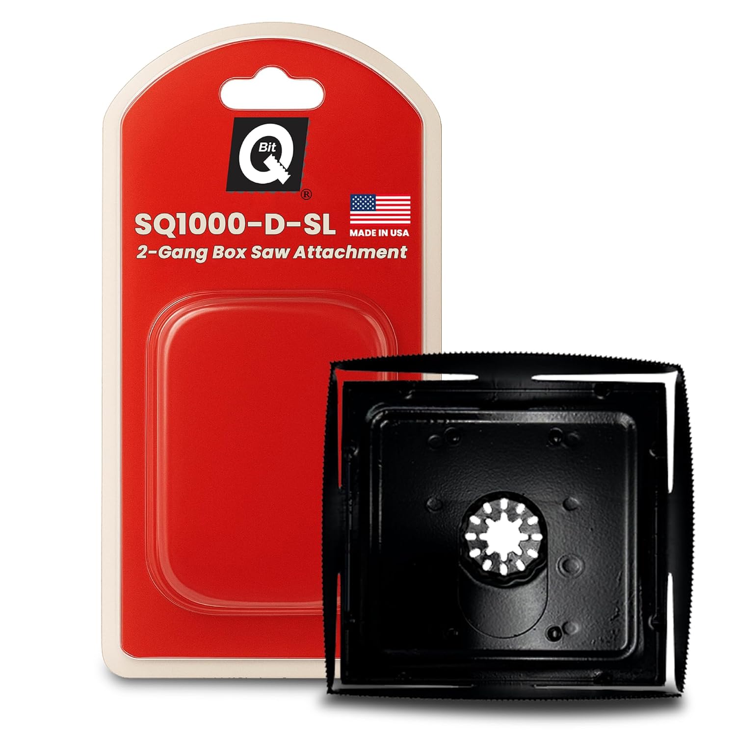 Qbit SQ1000-D-SL Stainless Steel Oscillating Drywall Blade, for 2-Gang Boxes,Universal Quick Release Multi-Tool Blade-Compatible with Bosch,Fein,Makita Multitool Accessories. (2-Gang Box)