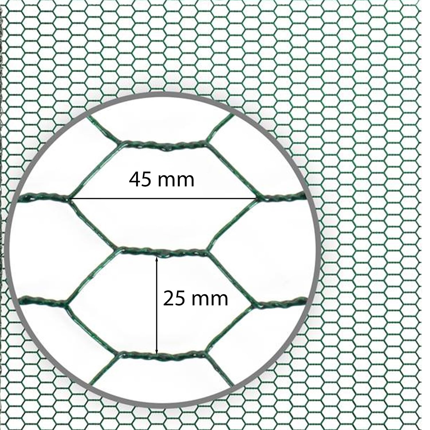 Rotolo Rete Metallica Plastificata Esagonale Altezza 100 Cm Per Recinzione Reti Per Animali Pollaio Pollame Piante Recinzioni Conigli Filo Giardino Senza Corrente Verde (25 mm - 25 M)