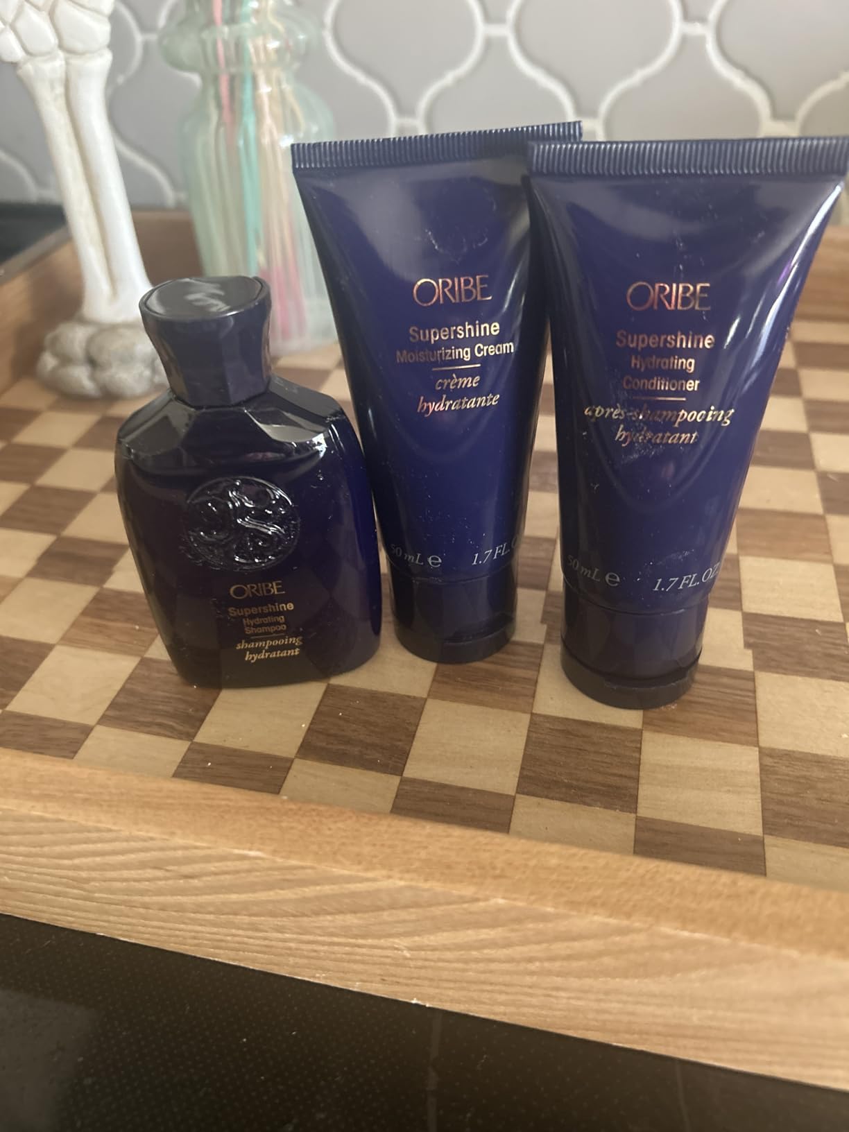 Oribe Hair Care Oribe Supershine Discovery Travel Set - Hydrates Dry Hair, Adds Shine & Smooths Frizz - For All Hair Types - Hydrating Shampoo (2.5 oz), Conditioner (1.7 oz) & Styling Cream (1.7 oz)