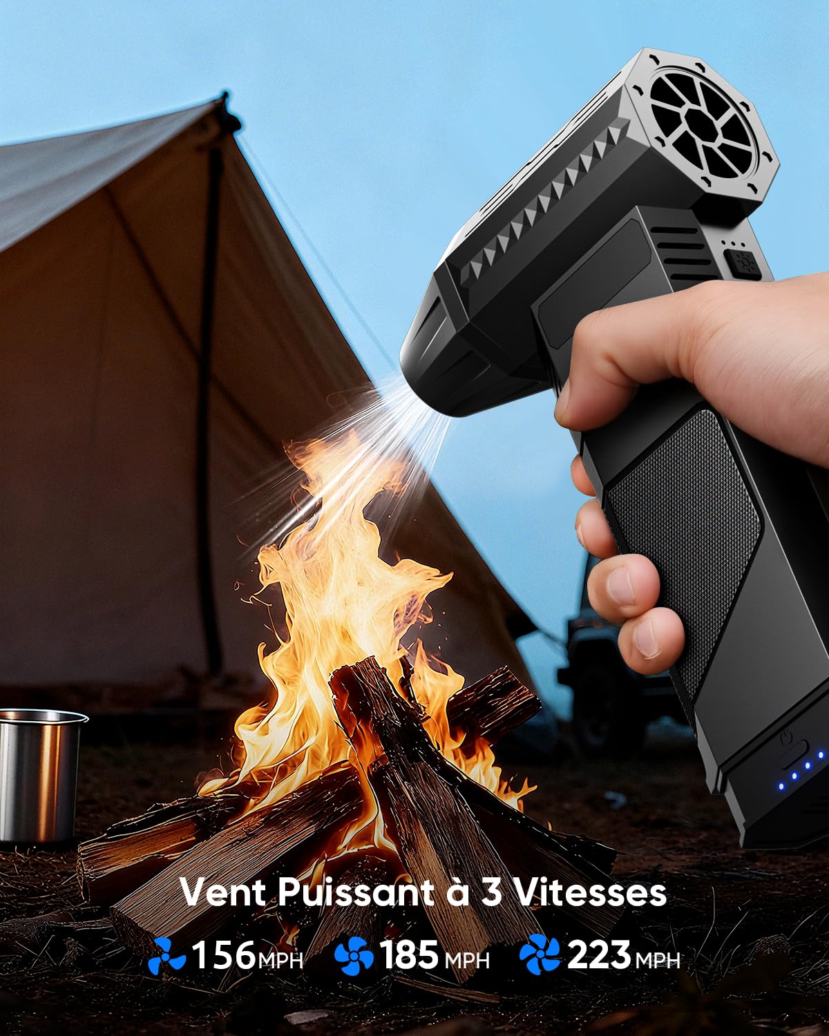 Souffleur à Air Comprimé avec 2 Batteries Modulaires, Flux D'Air Puissant 220 G+, 2 Buses MagnéTiques, 3 Vitesses, Led – Souffleur Batterie pour Clavier, Pc, Voiture Et Appareils éLectroniques
