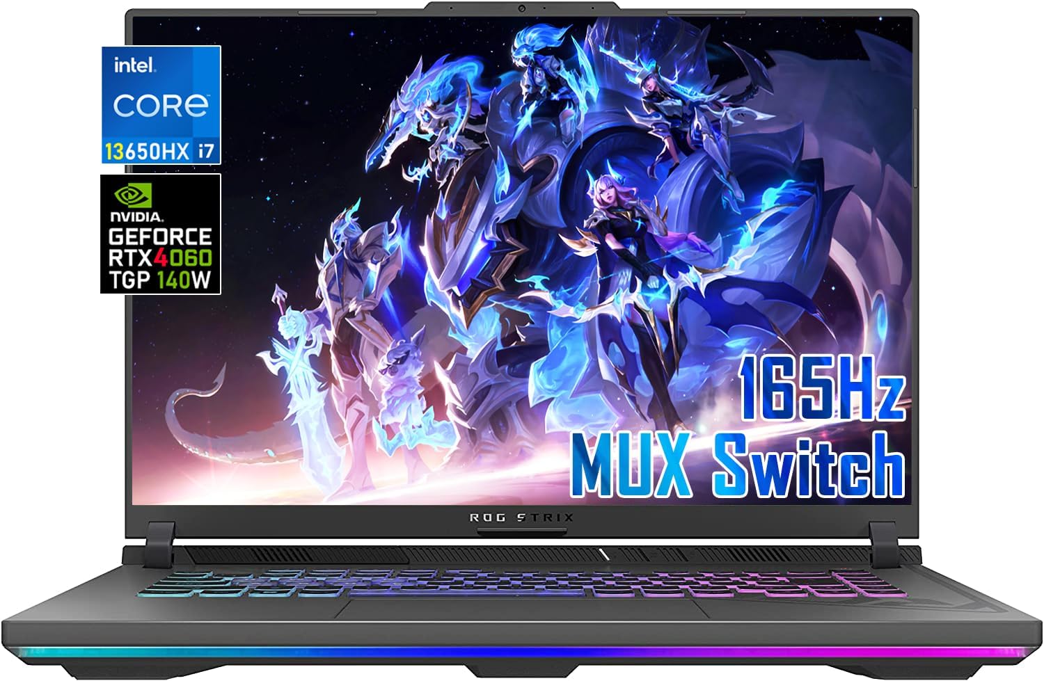 asus ROG Strix G16 (2023) Gaming Laptop, 16:10 FHD 165 Hz, 13th Gen Intel Core i7-13650HX, MUX GeForce RTX 4060(140W); DDR5 RAM, Wi-Fi 6E, Windows 11 Home,w/Mouse Pad (16GB RAM | 1TB PCIe SSD)