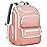 Mancro Diaper Bag Backpack, Multifunctional Baby Bag with Large Capacity and Waterproof Fabric,Diaper Backpack for Moms and Dads with 2 Side Insulated Pockets, Pink and Beige
