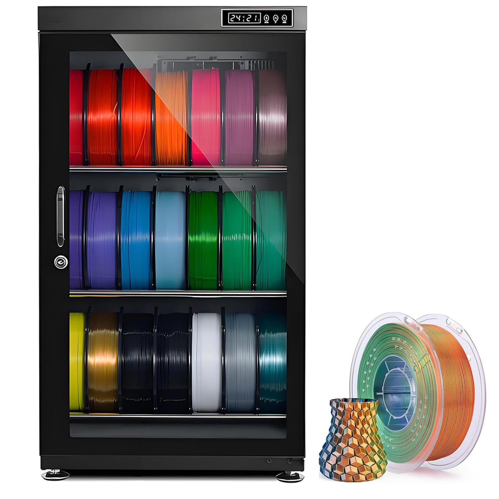 DDZJTPP 3D Filament Dryer Box, Anti-Moisture Storage for 10-12 Rolls of 1kg, Humidity Control RH15%-RH60%, Compatible with Nylon, PLA, PETG, ABS, TPU, for Home and Business 115L