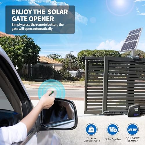 Miniatura 2 de TOPENS DKR1100ST - Abridor de puerta corrediza solar con motor automático para puertas deslizantes pesadas de hasta 2600 libras, operador de puerta