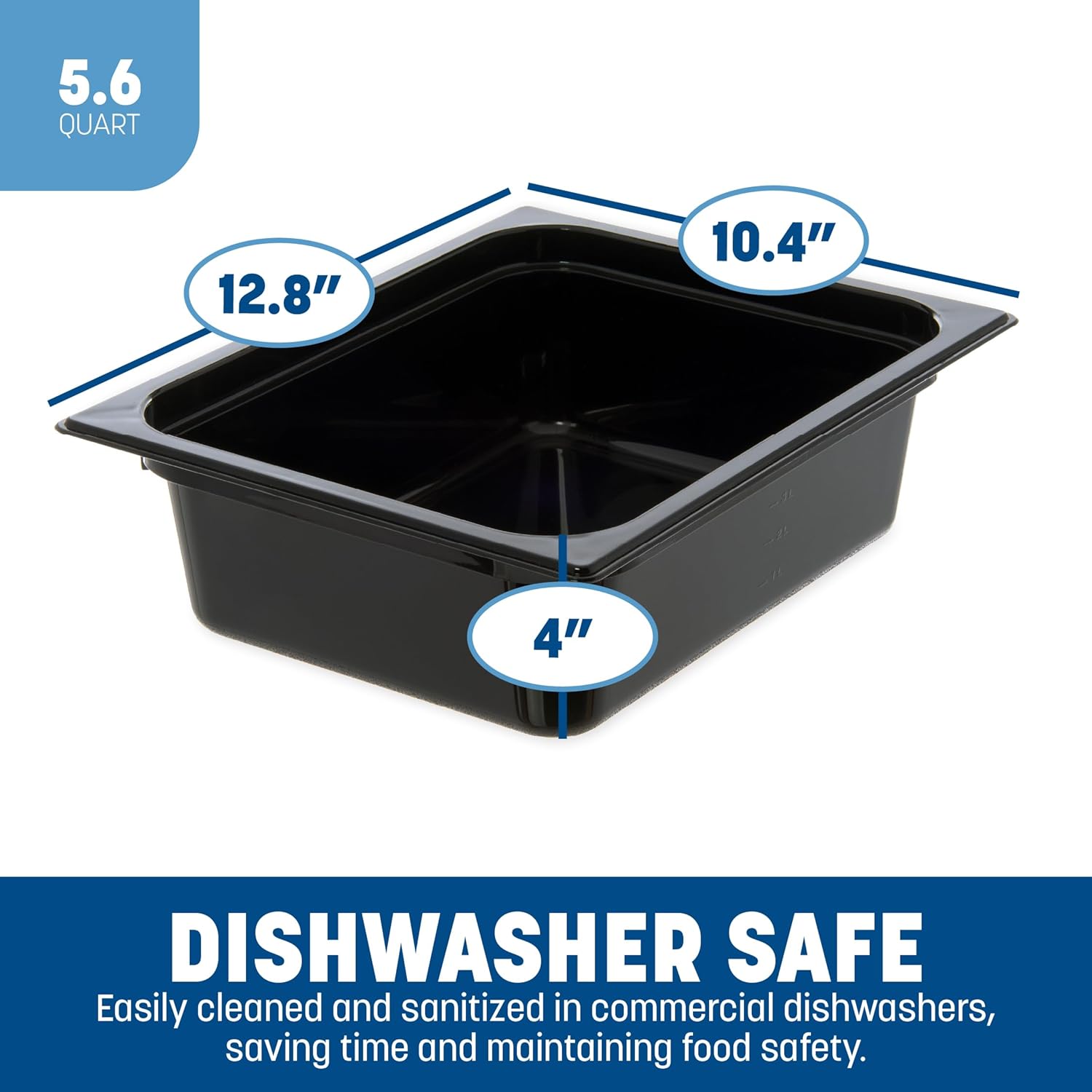 Carlisle FoodService Products 10221B03 StorPlus Half Size Food Pan, Polycarbonate, 4" Deep, Black - Image 3