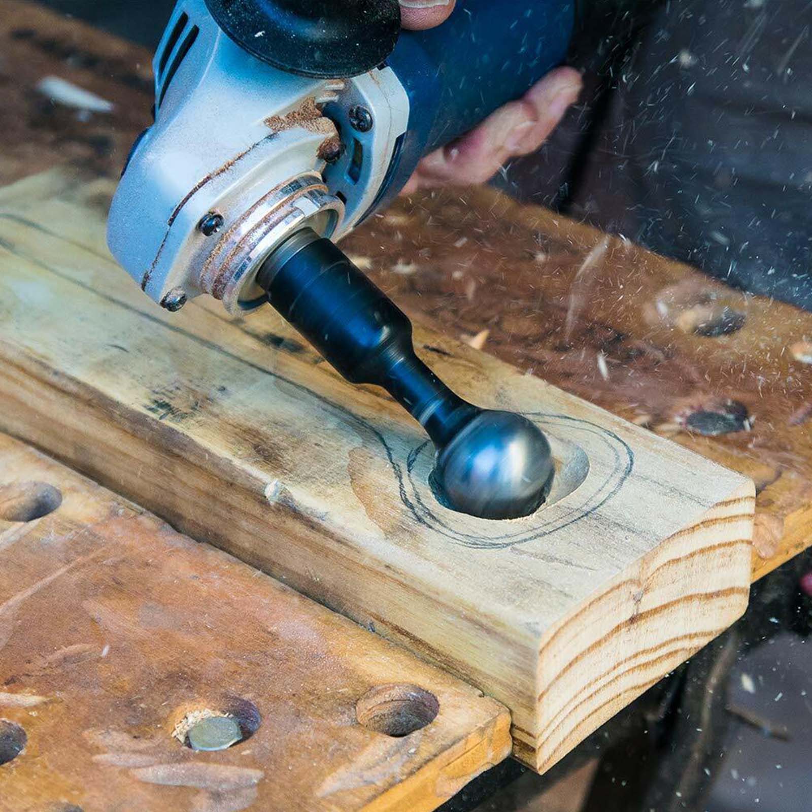 Fraise à billes pour sculpture sur bois, boule de 14 mm, têtes de meulage pour meuleuse d'angle de 115/125 mm, pour sculpture sur bois, meulage, polissage et gravure